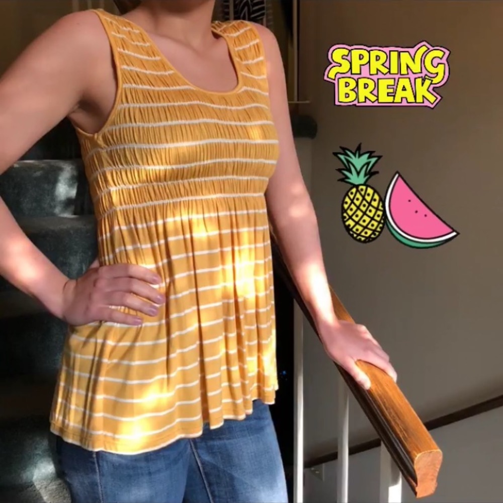 ☀️🌈Soft Mustard striped Tank Top